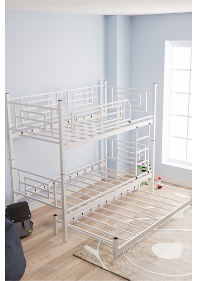 Moblay Defne Yavrulu Genç Çocuk Yatak Odası Metal Ranza Ve Karyola 90x190 Beyaz 90 x 190 Moblay Defne Yavrulu Genç Çocuk Yatak Odası Metal Ranza Ve Karyola 90x190 Beyaz 90 x 190