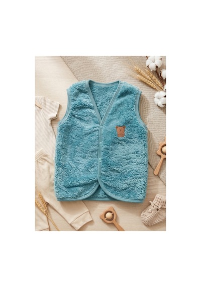 Deniva Kids Unisex Çocuk Mavi Ayıcık Figürlü Sıcak Tutan Yumuşak Dokulu Düğmeli Peluş Yelek Deniva Kids Unisex Çocuk Mavi Ayıcık Figürlü Sıcak Tutan Yumuşak Dokulu Düğmeli Peluş Yelek