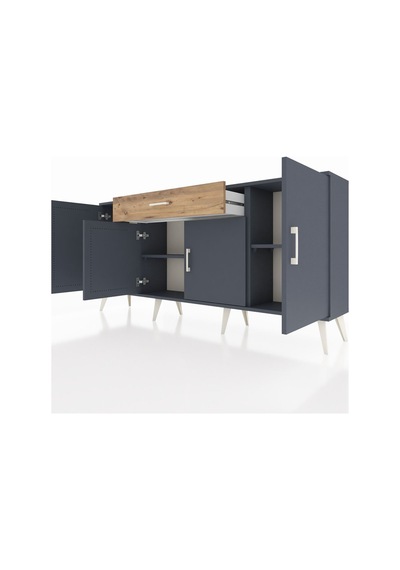 Arges Konsol 3 Raflı Tek Çekmeceli 4 Kapaklı 176x30x83 Antrasit-antrasit/çam Antrasit/çam Arges Konsol 3 Raflı Tek Çekmeceli 4 Kapaklı 176x30x83 Antrasit-antrasit/çam Antrasit/çam
