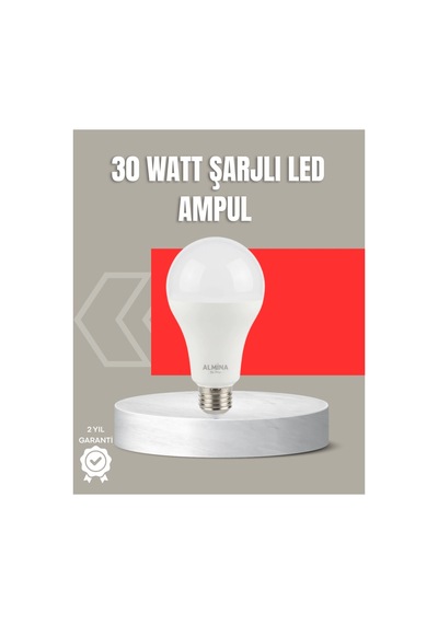 Mey İthalat 30w Şarjlı Led Ampul E27 Duy %80 Enerji Tasarruflu Soğuk Beyaz Belirtilmemiş