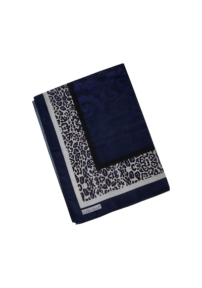 Mim Eşarp Ecenur Soft Pamuk Leopar Desenli Etnik Şal Lacivert