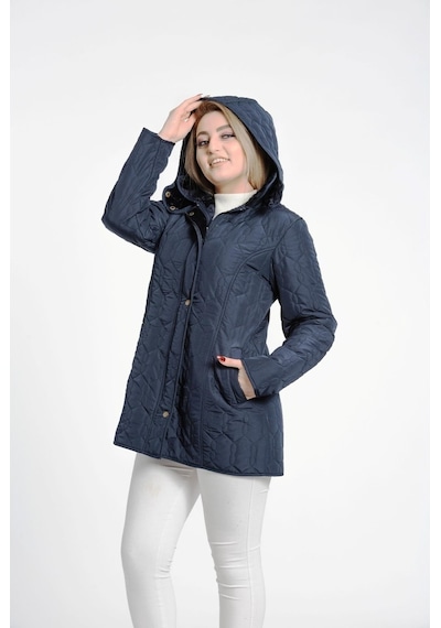 Vetre Kadın Kapitone Mont (75 Cm) Lacivert Büyük Beden 1014 Çok Renkli