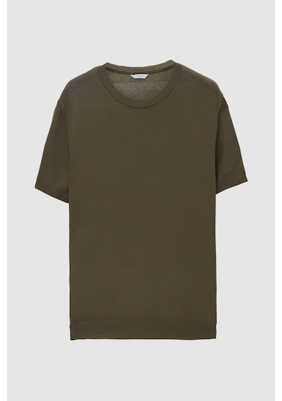 Twn Slim Fit Haki Düz Örgü T-shirt 5ef060638904m H01
