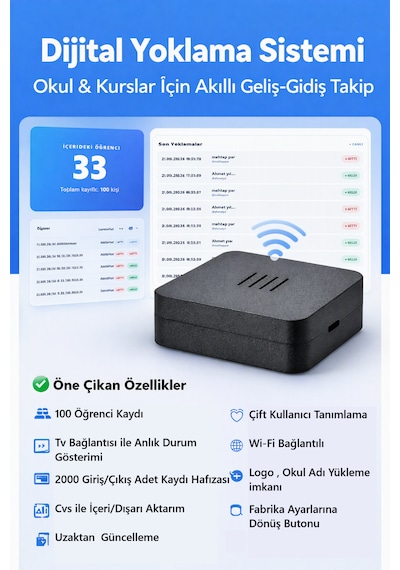 Dijital Yoklama Sistemi Okul & Kurslar İçin Akıllı Geliş-gidiş Takip