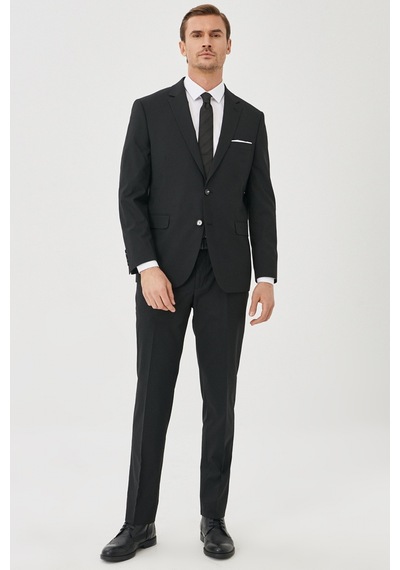 Erkek Sıyah Regular Fit 4 Drop Takım Elbise Siyah