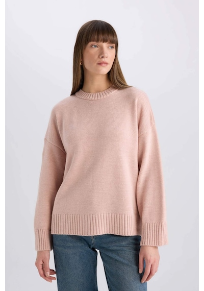 DeFacto Oversize Geniş Kalıp Bisiklet Yaka Basic Düz Triko Kazak D0036AX25SPPN47 Pembe DeFacto Oversize Geniş Kalıp Bisiklet Yaka Basic Düz Triko Kazak D0036AX25SPPN47 Pembe