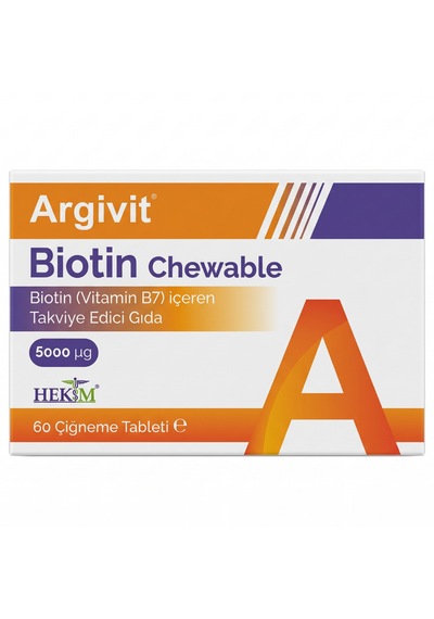 Argivit Biotin Chewable B7 Vitamini İçeren Takviye Edici Gıda 60 Çiğneme Tableti