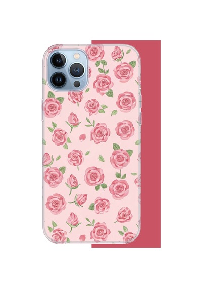 İphone 13 Pro Max Uyumlu Pembe Gül Uv Baskılı Silikon Kılıf Renkli