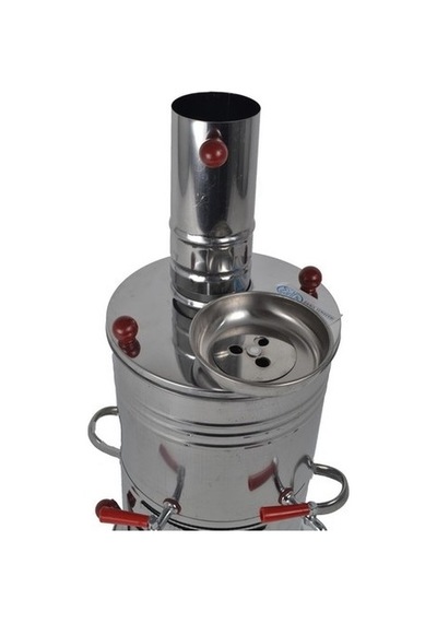 Çay Semaveri 3,5 Litre Çift Musluk Odunlu Kömürlü Semaver