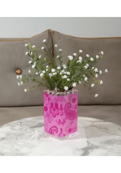 Vazo Dahil,vazo Dahil,vazoda Çiçek,beyaz Yapay Çiçek,vazo Dekoratif Pembe 7x7x17cm Diğer