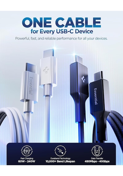 Usb-c To Usb-c 2 Metre Kablo 100w Güç/pps 2.0 Super Hızlı Şarj / 5 Gbps E-marker Çip Data Hızı/usb 3.2 Type-c Ekstra Dayanıklı Mfı Lisanslı Siyah - Aca09460