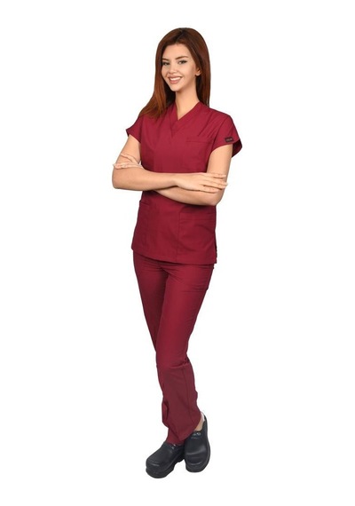 Kadın Doktor Hemşire Forması Scrubs Likralı Esnek Kumaş Hastane N (490701742)