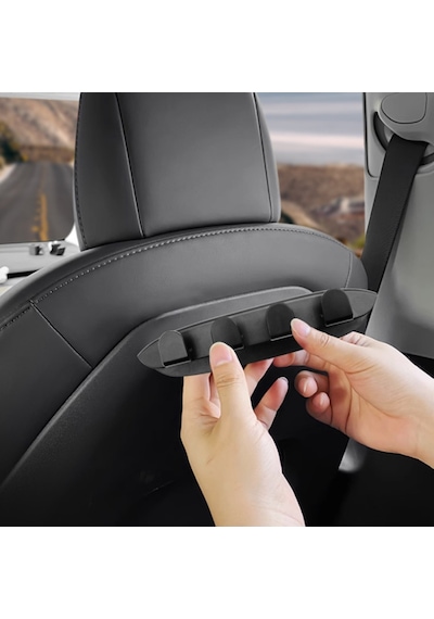 Tesla Model Y / Juniper / Model 3 Koltuk Arkasına Takılan Çok Amaçlı Askılı Katlanabilir Kanca Siyah