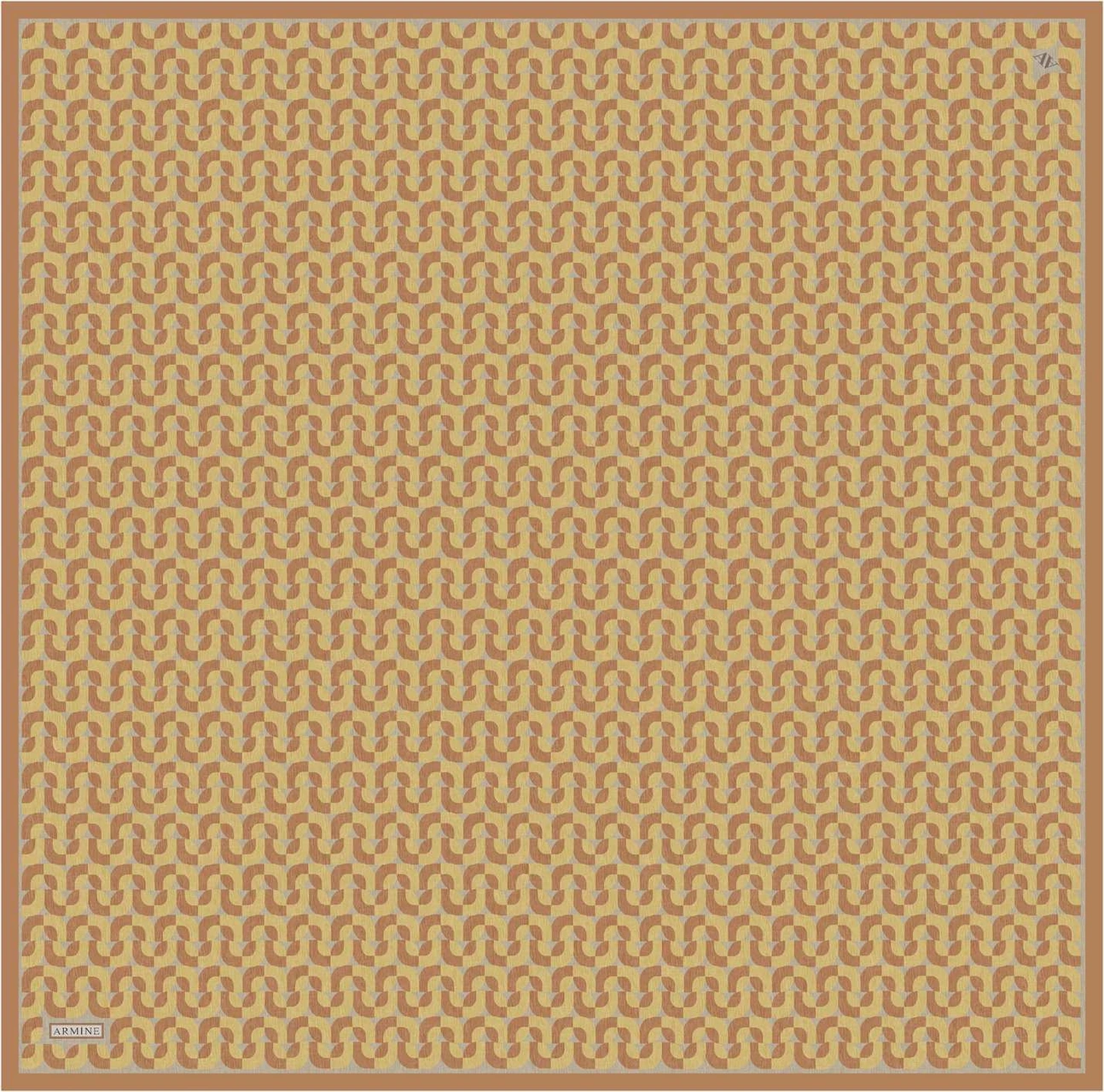 Armine Klasik Desenli Saf İpek Twill Eşarp 9321d 51 Turuncu
