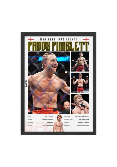 Paddy Pimblett Ufc Siyah Ahşap Çerçeveli Poster, Dekoratif Dövüş Duvar Tablosu