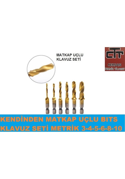 Klavuz Seti 1/4 Bıts Kendinden Matkap Uçlu M3 M4 M5 M6 M8 M10