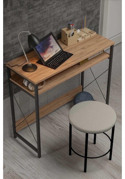 Reyo 90x37cm Metal Ayaklı Çalışma Masası Bilgisayar Masası Atlantik Çam