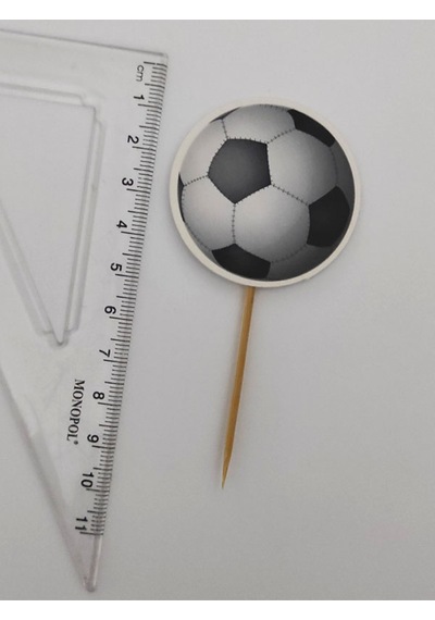 30 Adet Dekoratif Karton Futbol Topu Şeklinde Pasta Kürdanı 6,5 Cm