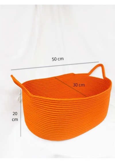 Mavaux Hasır Jüt Dekoratif Sepet 20x30x50 Cm, Oyuncak, Çamaşır, Banyo, Mutfak Ve Düzenleyici Saklama Sepeti Turuncu