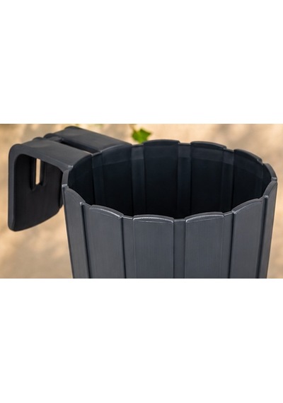 3d Baskı Askılı Balkon Saksısı Dikey Çizgili Dekoratif Çiçek Ve Aromatik Bitki Saksısı - Antrasit