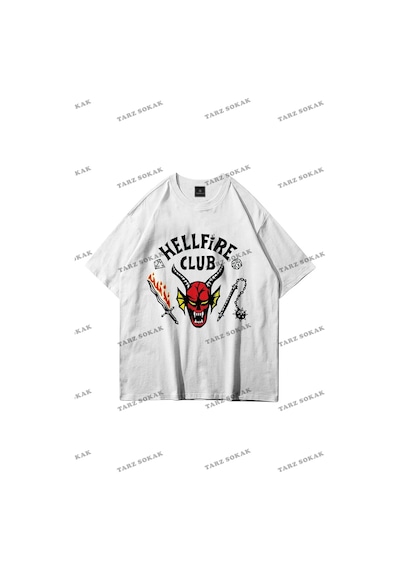 Startmore Unisex Hell Fire Club Tshirt Beyaz