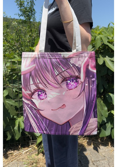 Zipzap Oshi No Ko V1 Yazlık Kışlık Çift Taraflı Kanvas Baskı Bez Çanta Anime Çantası