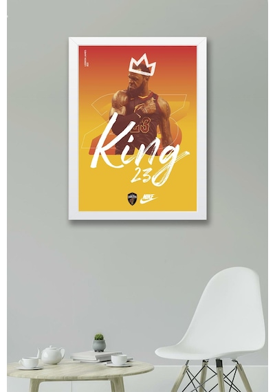 Lebron James 23 King Çerçeveli Tablo - Cleveland Cavaliers Nba Posteri Tablo