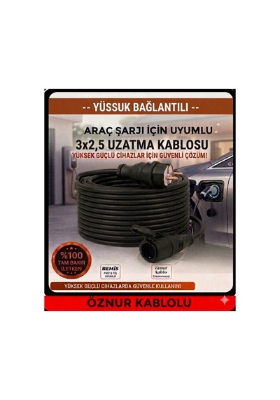 Öznur Kablolu Evde Araç Şarjı Uyumlu 3 Metre - 3x2.5 Mm Ttr Tam Bakır 3.5kw - 16amper Bemis Kauçuk Fişli Uzatma Seyyar - 877058332 Öznur Kablolu Evde Araç Şarjı Uyumlu 3 Metre - 3x2.5 Mm Ttr Tam Bakır 3.5kw - 16amper Bemis Kauçuk Fişli Uzatma Seyyar - 877058332