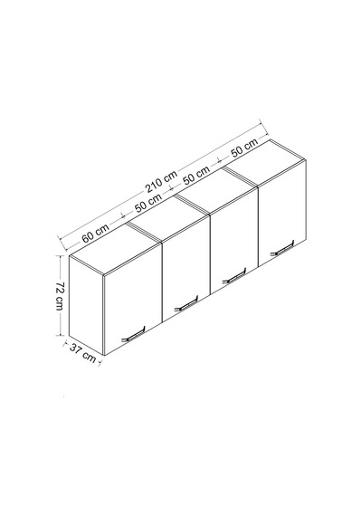 Minar 210 Cm Mutfak Dolabı Beyaz 210-b1-üst Modül