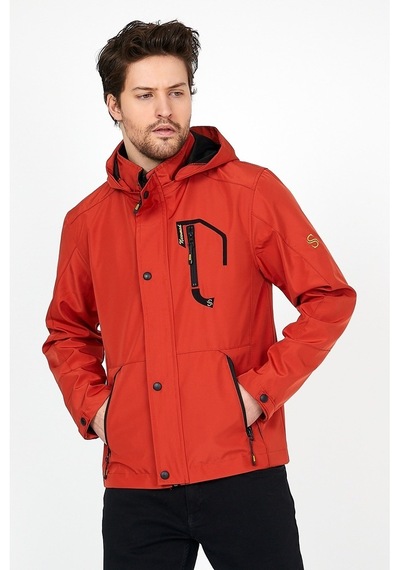 Sivaist Yeni Sezon Erkek Turuncu Softshell Kapüşonlu Iç Cepli Mont
