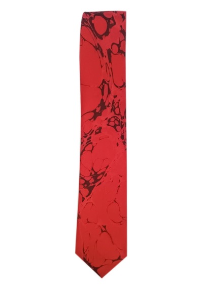 Elifebru Exclusive Handicrafts Ebru Sanatı Saten Kumaş Kırmızı Siyah Erkek Kravat Sakr 151 Kırmızı Siyah 001