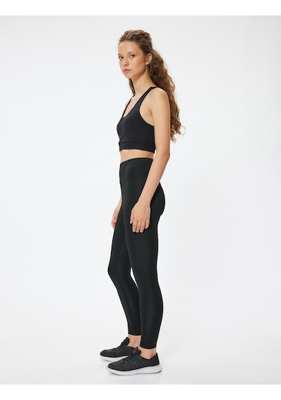 Koton Spor Tayt Yüksek Bel Slim Fit Siyah 5wak40098nk