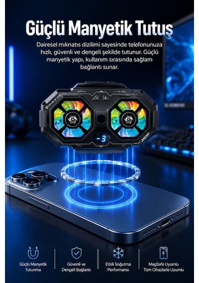 Kablolu Cep Telefon Soğutucu Oyuncu Radyatör Soğutma Fanı Acc70 Siyah