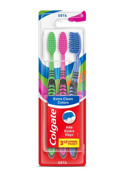 Colgate Extra Clean Colors Orta Diş Fırçası 3'lü