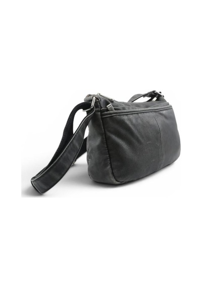 Baginn Eskitme Yıkama S.deri Günlük Postacı Çanta Çapraz Askılı Kadın Omuz Çantası 27 17 Cm Retro Siyah