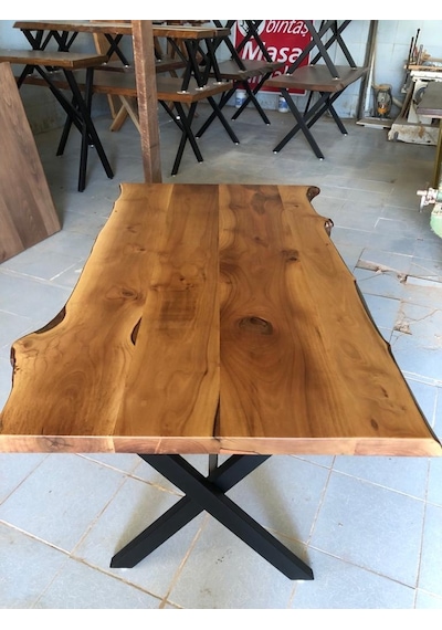 Bintaşmobilya Doğal Ceviz Ağacı Kütük Masa 150X85.Cm
