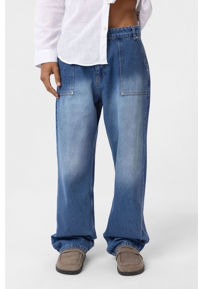 Vamos Cep Detaylı Baggy Fit Jean Mavi