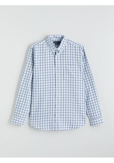 Lcwaıkıkı Classic Mavi Regular Fit Ekose Gabardin Erkek Gömlek
