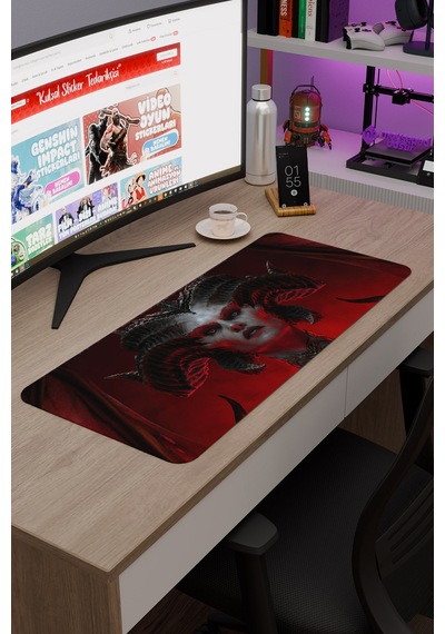 Diablo Kaymaz Dikişli Kauçuk Oyuncu Mousepad V3 - 70x30 Xl Gaming Mouse Pad Fare Altlığı