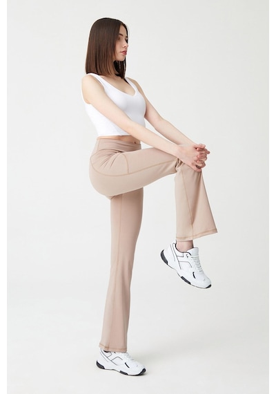 Los Ojos Kadın Bej Yüksek Bel Toparlayıcı Çift Cepli Ispanyol Paça Tayt Bootcut Bej