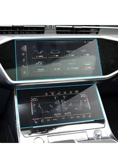 Audi A7 Navigasyon Ve Alt Kontrol Paneli Nano Glass Ekran Koruyucu 2019-2023