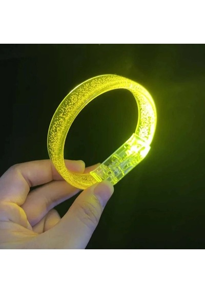 Mey İthalat Sarı Led Işıklı Baskı Yapılabilen Pilli Bileklik Bilezik 1,5 Cm Genişlik
