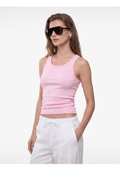 Koton Pamuklu Kaşkorse Slim Fit U Yaka Fitilli Atlet Pembe 6sak10387ek Gül