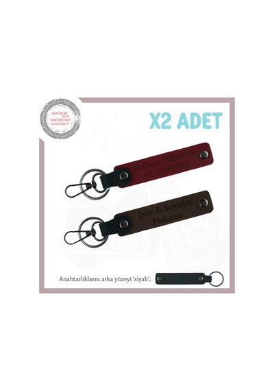Minimal Ve Şık Hediye Arayanlara Kişiye Özel Plaka & İsimli Anahtarlık Seti, Koyu Kahve-bordo-syh Çok Renkli