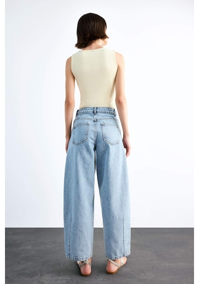 Defacto Wide Baggy Fit Yıkamalı Jean Pantolon F7501ax25smnm85 Indigo