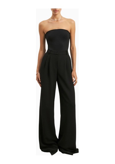 Because Of Alice Effortless Pleated Wide Leg Trousers Yüksek Bel Geniş Paça Kadın Pantolon Siyah