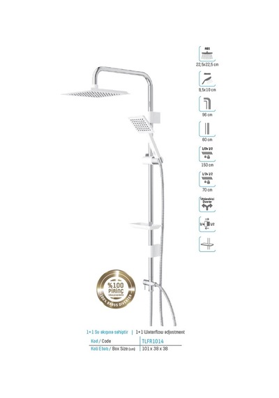Duş Seti Tall Tepe, Frame, Su Akışı: 1+1, Beyaz Renkli