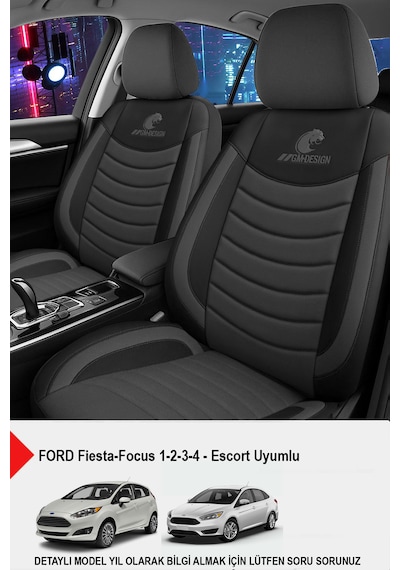 Panther Serisi Keten Kumaş Oto Koltuk Kılıfı Ford Focus-fiesta-escort Uyumlu Füme