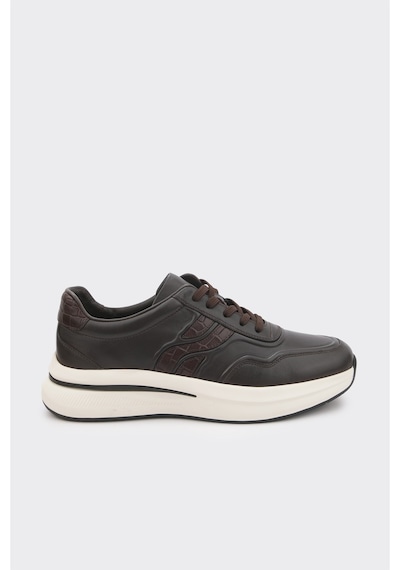Derinet Hakiki Deri Comfort Taban Erkek Sneaker Kahve Beyaz Kahve Beyaz