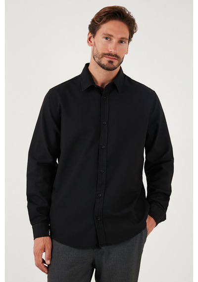Buratti Streç Pamuklu Regular Fit Erkek Gömlek Cf25W128861 Siyah